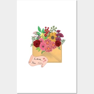 Love you floral mail Posters and Art